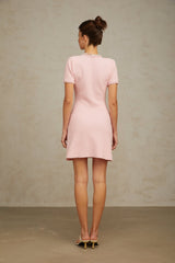 Gloria Mini Dress - Knitted Crew Neck Bead Embellishment Patch Pockets