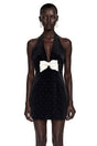 Grace Black Halterneck Mini Dress with Bow Detail