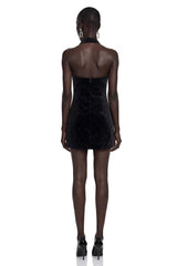 Grace Black Halterneck Mini Dress with Bow Detail