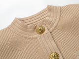 Grace Cardigan - Tailored Fit - Textured Design - Light With Accents - Elegant Button - Up Style - Decorative Gold Buttons