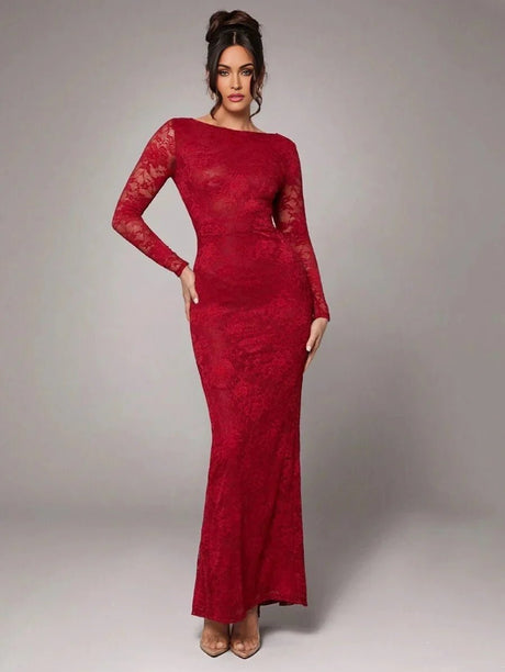 Grace Maxi Dress - Mermaid Silhouette - High Waist - Backless Design - Elegant Style