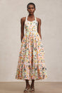 Grace Pink Floral Maxi Dress Halter Neckline Swing Silhouette Lace Detailing Elegant Comfortable Chic Versatile