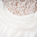 Grace White Satin Maxi Dress with Lace Panels