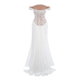 Grace White Satin Maxi Dress with Lace Panels