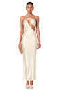 Gratiela Champagne CutOut Satin Maxi Dress