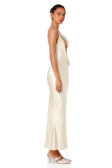Gratiela Champagne CutOut Satin Maxi Dress