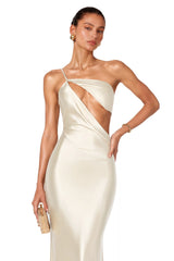 Gratiela Champagne CutOut Satin Maxi Dress