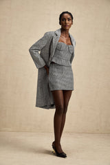 Gray mini skirt with herringbone pattern named Chantal