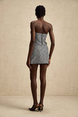 Gray mini skirt with herringbone pattern named Chantal