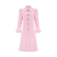 Grazia Overcoat - Pink Faux - Fur Crystal Embellishment Rear Slit