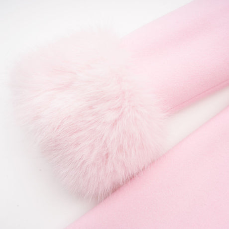 Grazia Overcoat - Pink Faux - Fur Crystal Embellishment Rear Slit