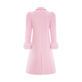 Grazia Overcoat - Pink Faux - Fur Crystal Embellishment Rear Slit