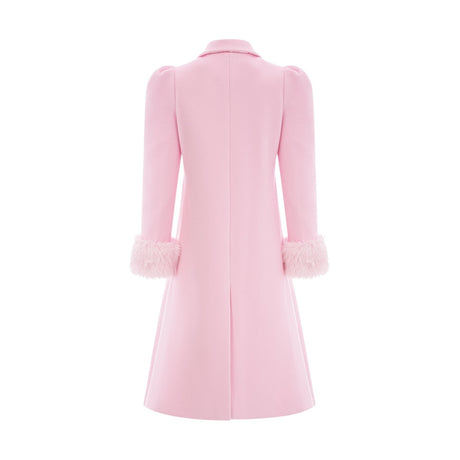 Grazia Overcoat - Pink Faux - Fur Crystal Embellishment Rear Slit