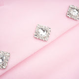 Grazia Overcoat - Pink Faux - Fur Crystal Embellishment Rear Slit
