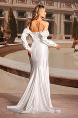 Grazia White Satin One-Shoulder Dress with Hollow Cut-Out and High Slit for Evening Events
