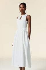 Grazia White Sleeveless Keyhole Cut-Out Dress