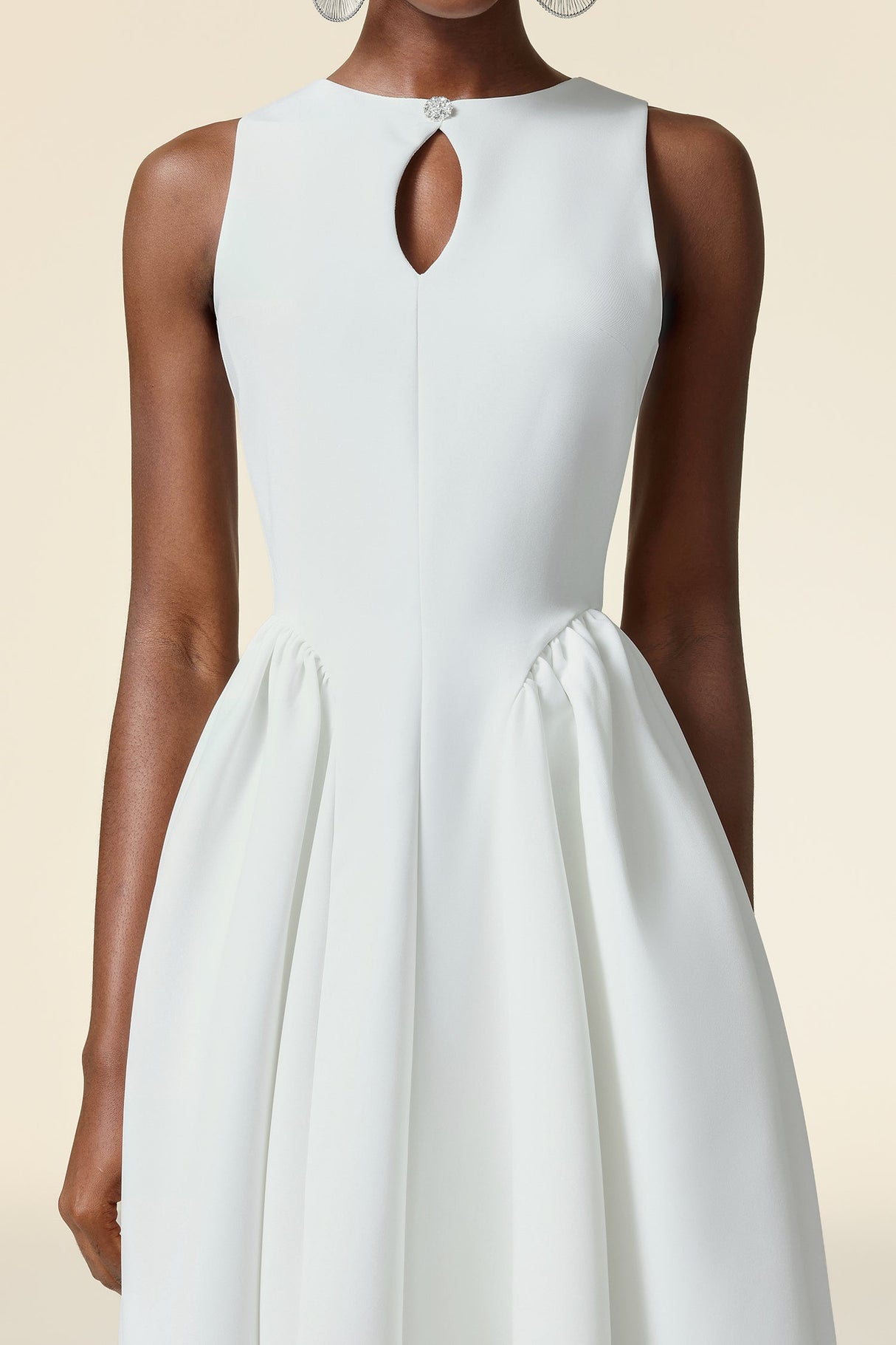 Grazia White Sleeveless Keyhole Cut-Out Dress