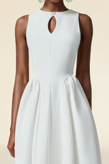 Grazia White Sleeveless Keyhole Cut-Out Dress