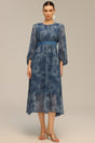 Graziana Blue Maxi Dress with Print Detailing
