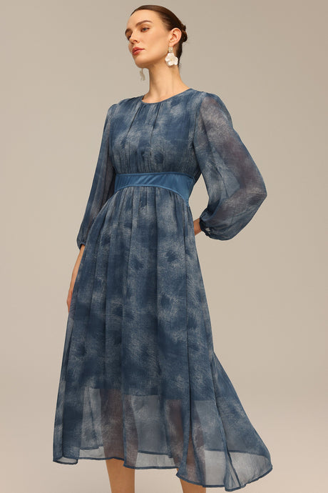 Graziana Blue Maxi Dress with Print Detailing