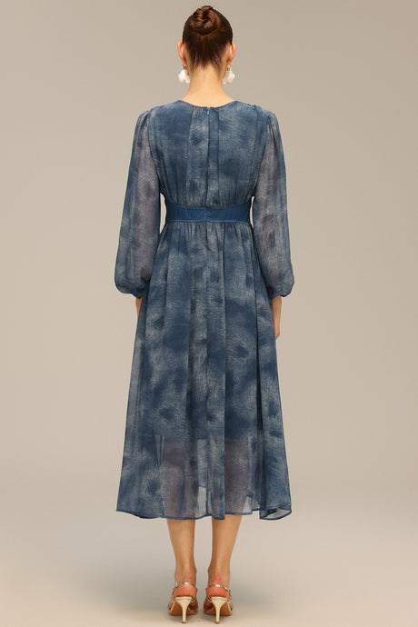 Graziana Blue Maxi Dress with Delicate Print Detailing