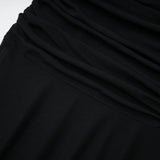 Greta Black Ruched Sheer Mesh Maxi Dress
