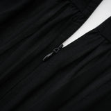 Greta Black Ruched Sheer Mesh Maxi Dress