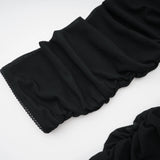 Greta Black Ruched Sheer Mesh Maxi Dress