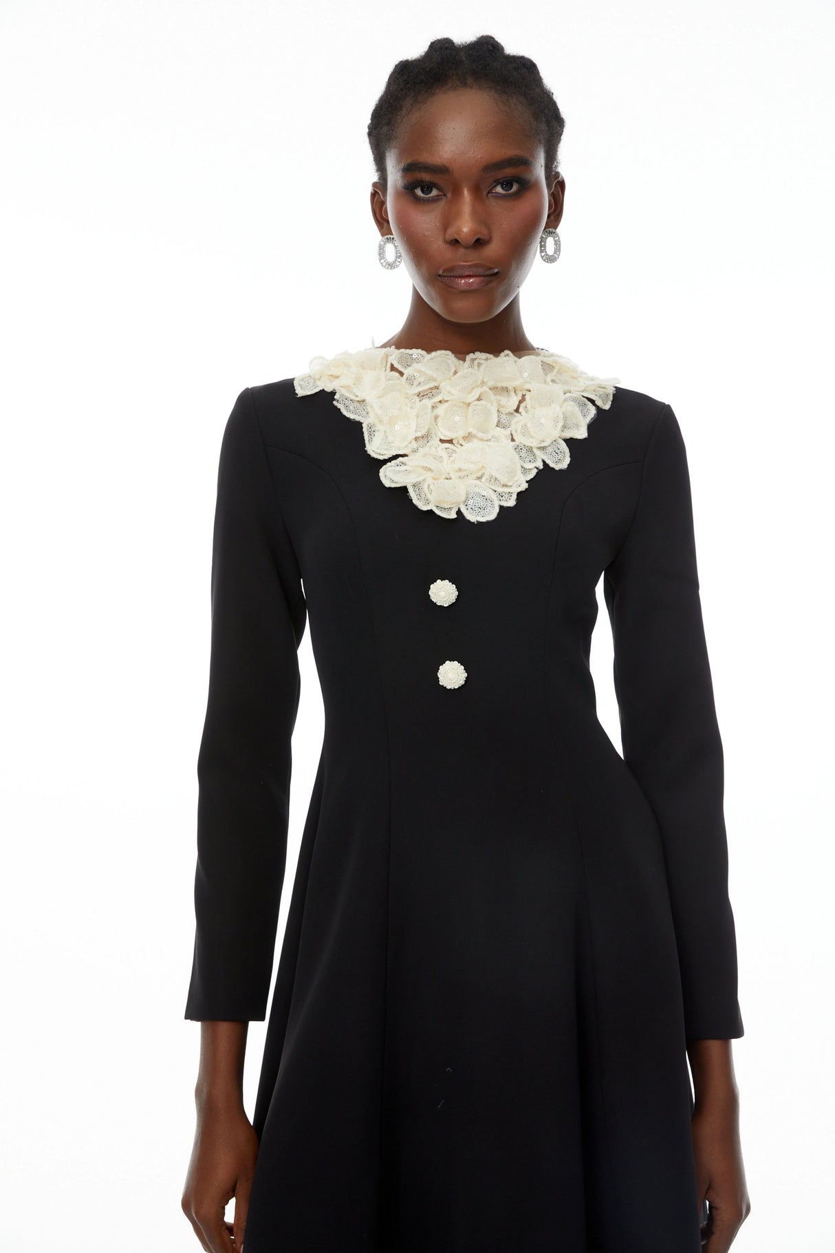 Greta Color Block Sequin 3D Petal Midi Dress