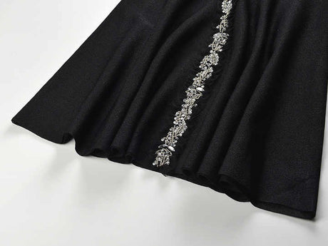 Greta Dress - a - Line Silhouette - Halter Neckline - Floral Embellishment - Tailored Waist Accentuation - Chic Silhouette