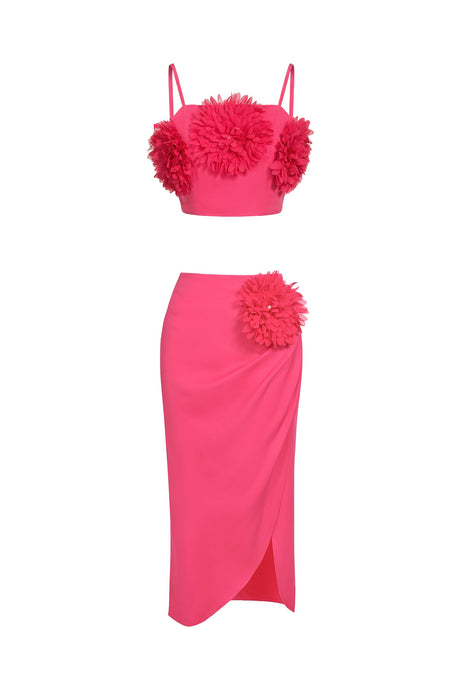 Greta Pink Floral Asymmetrical Hemline Dress