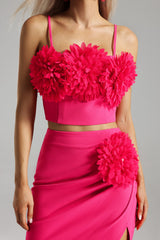 Greta Pink Floral Asymmetrical Hemline Spaghetti Strap Dress