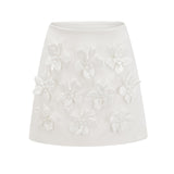Greta Skirt & Top Set - Square Neck - Sleeveless - Faux - floral embellishment - Thigh length