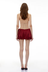 Griselda Red Halterneck Embellished Bubble Mini Dress
