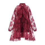 Guendalina Dress - Chantilly Lace - Long Sleeve - Knee - Length
