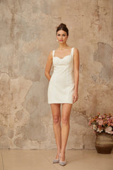 Guendalina Mini Dress White Faux - Pearl Embellished