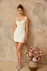 Guendalina Mini Dress White Faux - Pearl Embellished