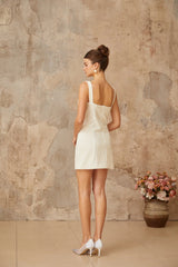 Guendalina Mini Dress White Faux - Pearl Embellished