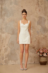 Guendalina Mini Dress White Faux - Pearl Embellished
