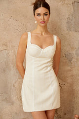 Guendalina Mini Dress White Faux - Pearl Embellished