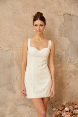 Guendalina Mini Dress White Faux - Pearl Embellished
