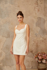 Guendalina Mini Dress White Faux - Pearl Embellished