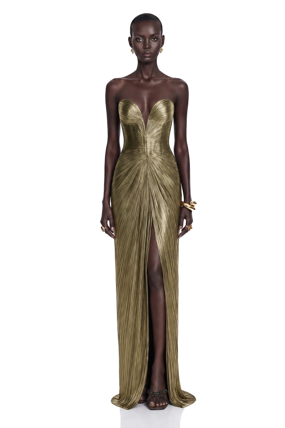 Guillermo Gold OffShoulder Maxi Dress
