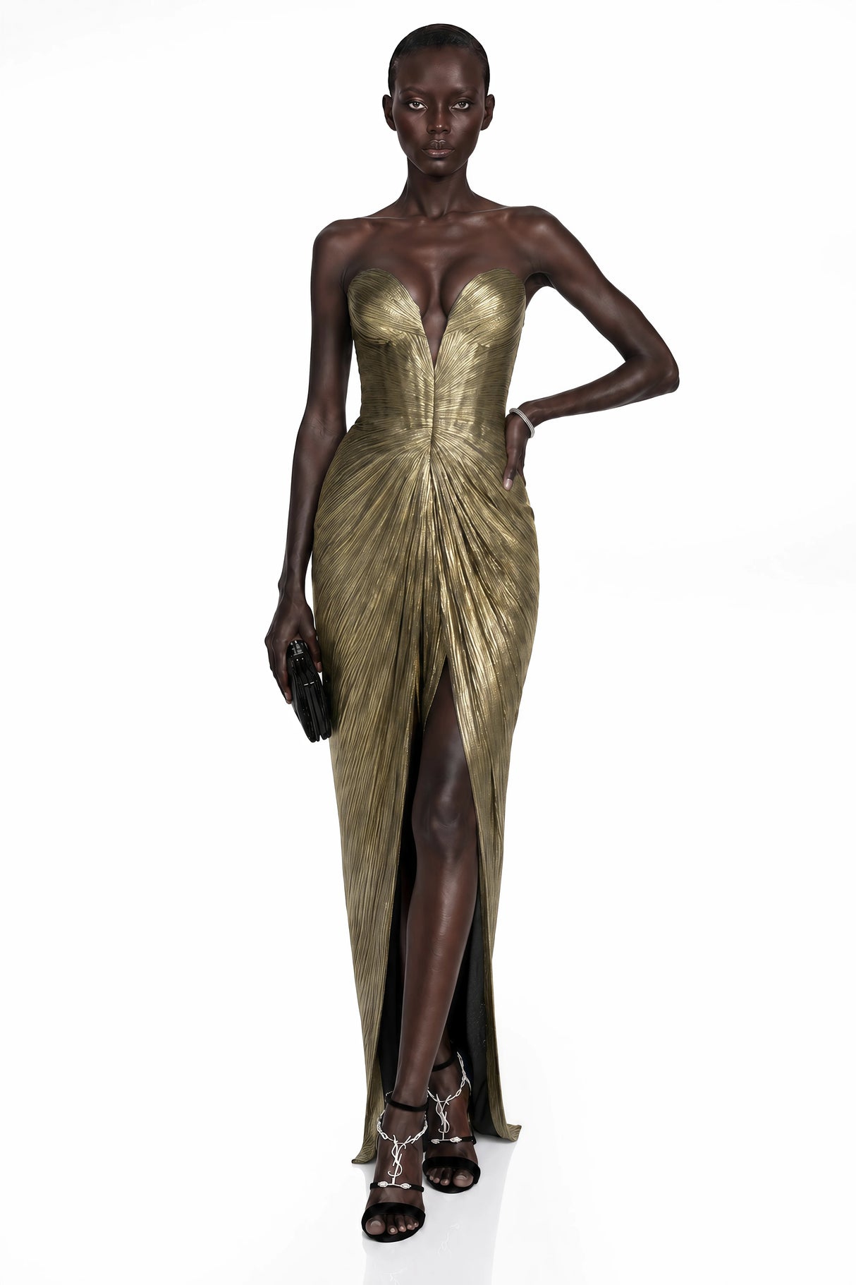 Guillermo Gold OffShoulder Maxi Dress