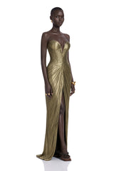 Guillermo Gold OffShoulder Maxi Dress