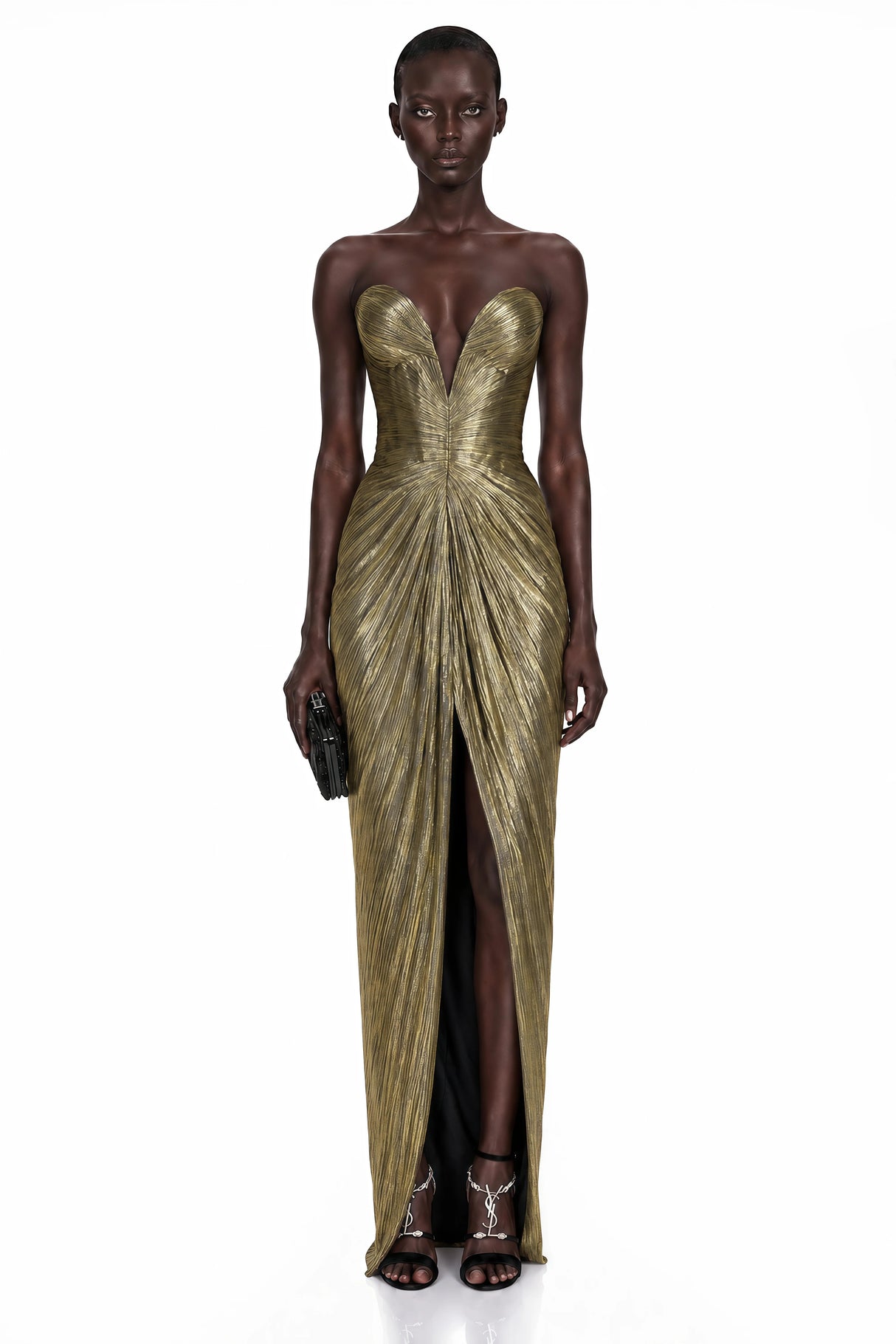Guillermo Gold OffShoulder Maxi Dress
