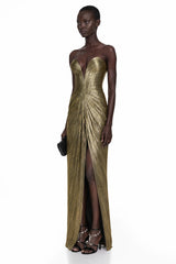 Guillermo Gold OffShoulder Maxi Dress