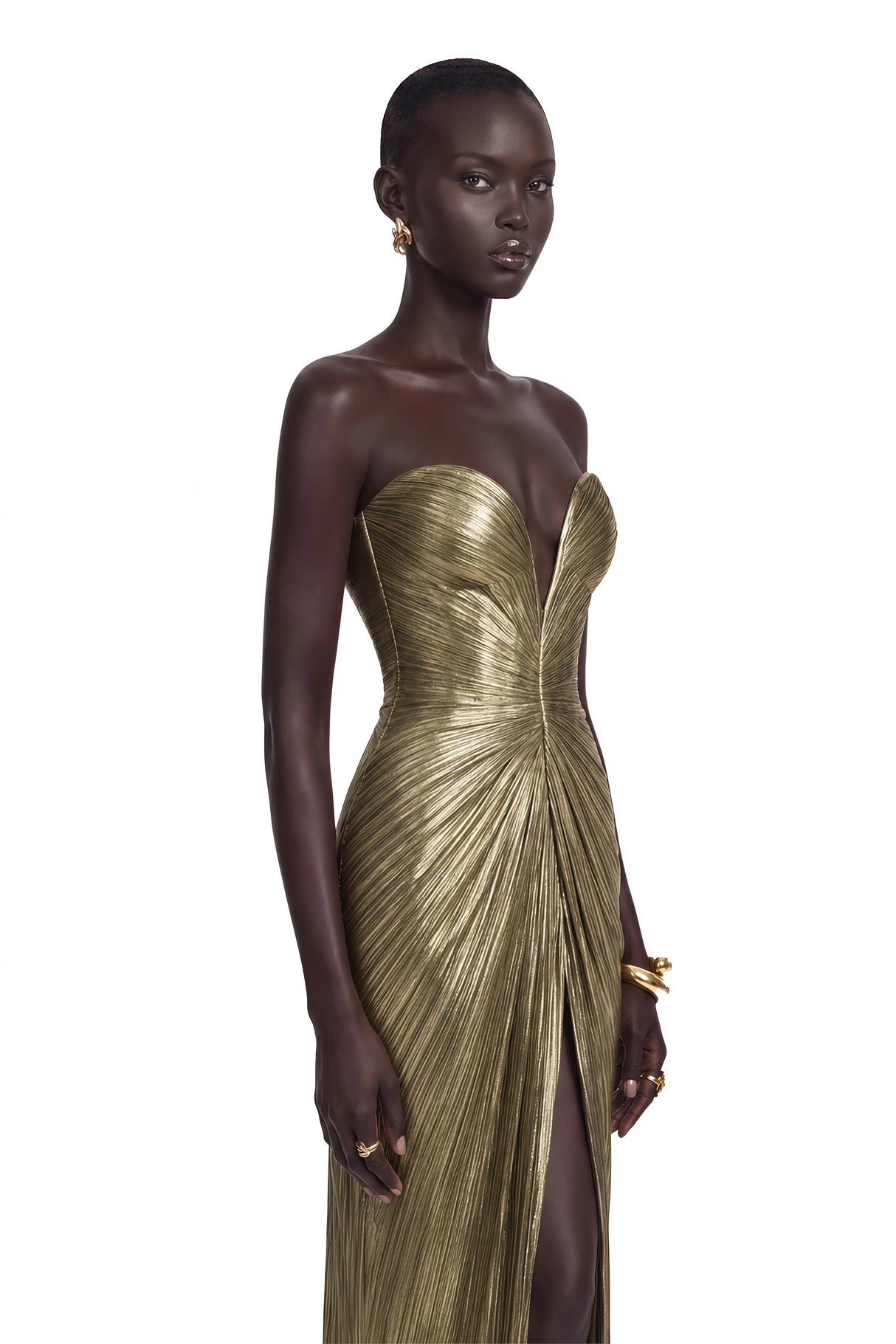 Guillermo Gold OffShoulder Maxi Dress