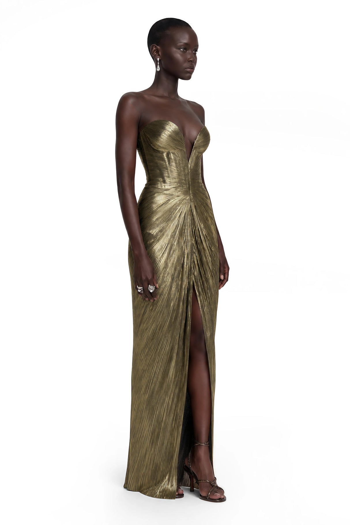 Guillermo Gold OffShoulder Maxi Dress