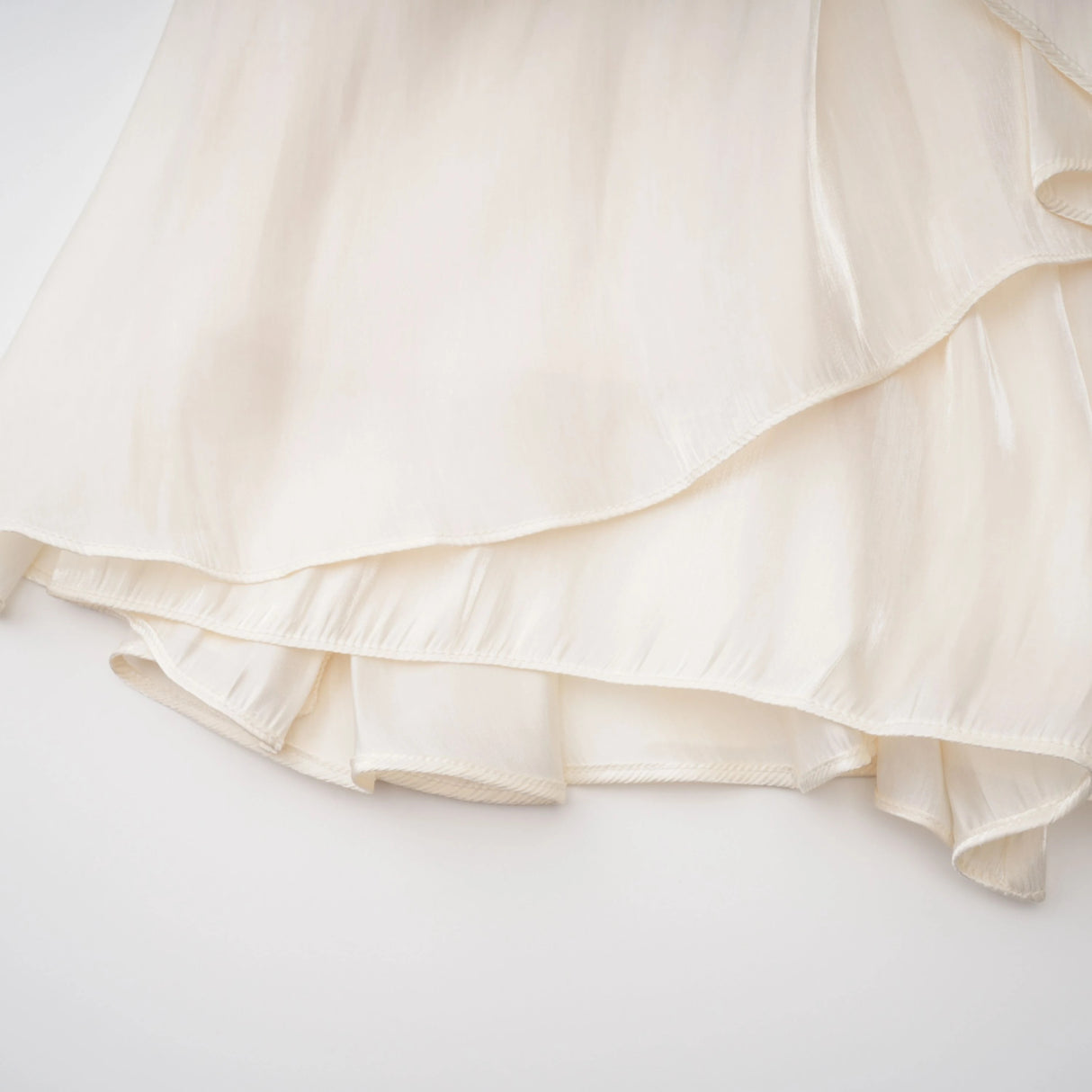 Gustave Neutral Ruched Cape Ruffled Maxi Dress